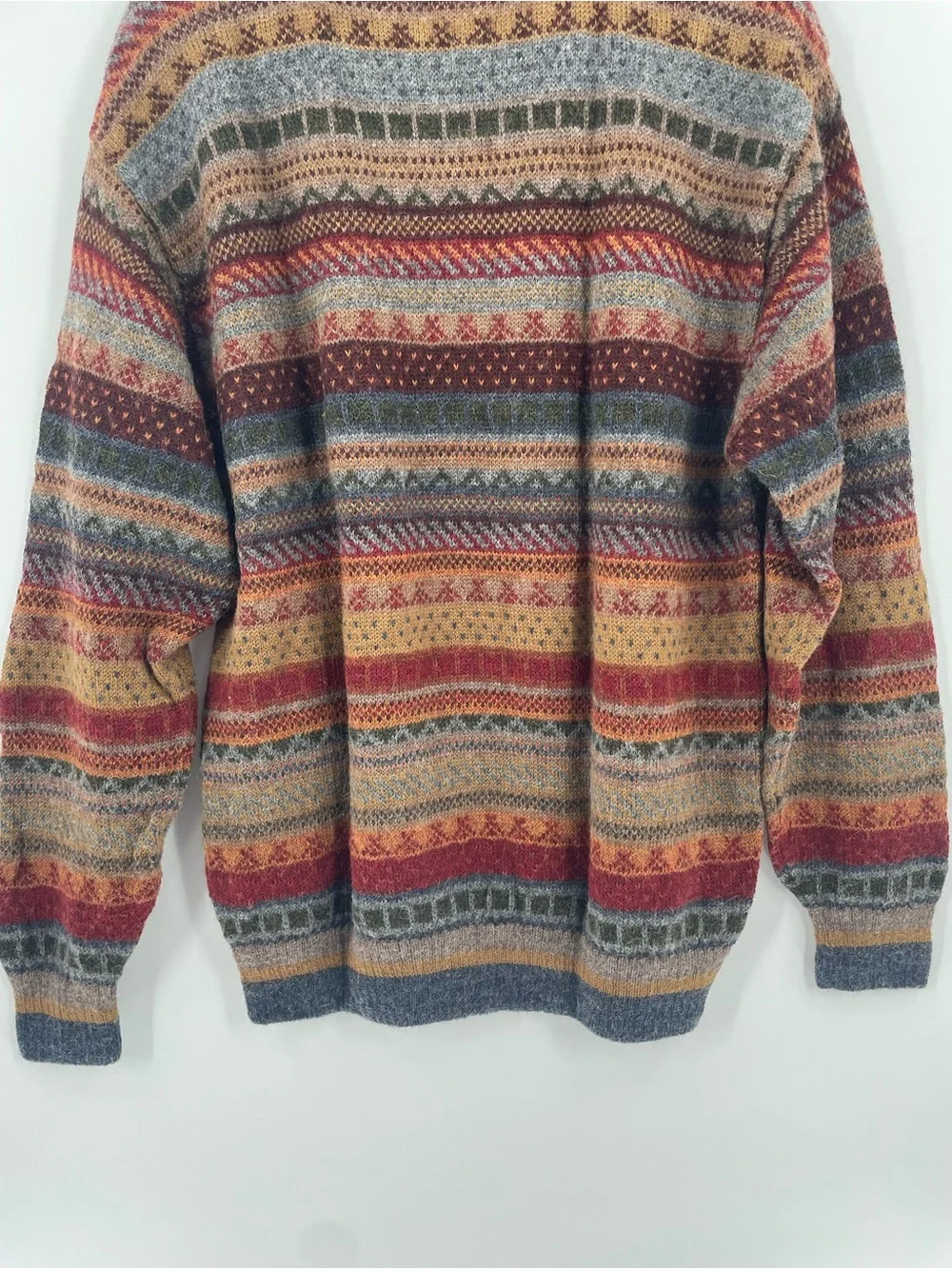 VTG Waliki 100% Alpaca Wool Quarter Zip Sweater XL Boho Geometric Grandpa Core